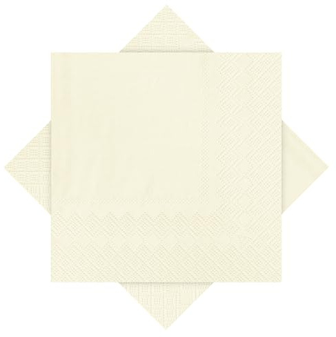 Cadimus Servietten Milchig Weiß, 60 Stück Einfarbige Servietten, 2-Lagigen Papierservietten, Geeignet für Partys, Hochzeiten, Catering und Den Täglichen Gebrauch, 25 x 25cm