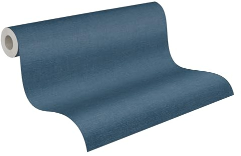 A.S. Création Vliestapete 791658 - Tapete einfarbig mit Textiloptik in Blau - 10,05 m x 0,53 m