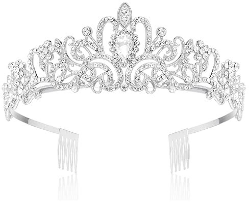 Makone Tiara Kristallkrone mit Strasskamm für Brautkrone, Hochzeit, Abschlussball, Festzug, Prinzessinnenpartys