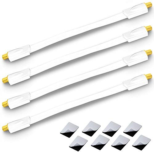 ARLI 4x Fensterdurchführung UltraSlim weiß – Vergoldet | TV SAT Flachkabel Ultraflach DVB-S2 DVB-T2 für Camping Wohnwagen Fenster Türen