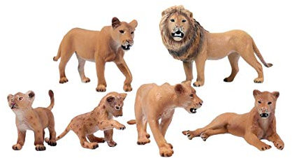 JOKFEICE Löwe Realistische Tierfiguren 6 Stück Aktionsmodell Kunststoff Wildes Tier Lernparty Lehrreich Wald Bauernhof Spielzeug Geburtstag Cupcake Topper für Kinder