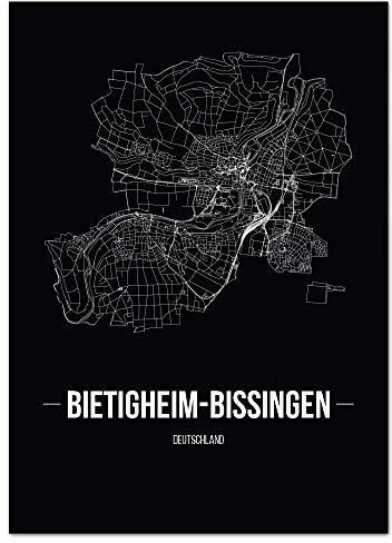 JUNIWORDS Stadtposter - Wähle Deine Stadt - Bietigheim-Bissingen - 60 x 90 cm Poster - Schrift B - Schwarz