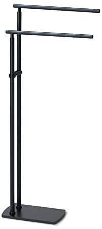 Gedy Florida Handtuchhalter mit Standfuß, Rostfreier Edelstahl, Mattschwarz, 15,3x39,4x89,9