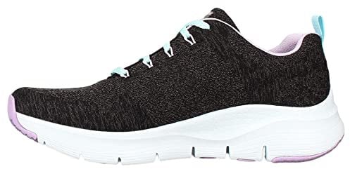 Skechers Arch Fit Comfy Wave, Zapatillas Mujer, Black Knit/Lavender Trim, 40 Eu