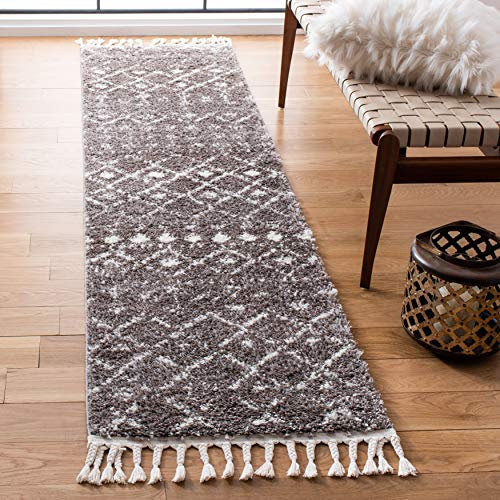 Safavieh Berber Fransen Shag Collection BFG516T Marokkanischer Schlafzimmer Esszimmer Eingang Plüsch 3 cm Dicker Läufer Teppich