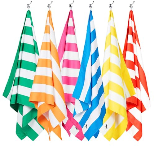 Dock & Bay Strandhandtuch - Schnell trocknende Mikrofaser, ohne Sand - Kompakt, Leicht - 100% recycelt - Inklusive Beutel - Cabana - Set of 6, Extra Large (200x90cm, 78x35)
