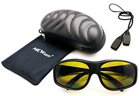MCWlaser Laser Schutzbrille Brille 190-450 & 800-2000nm Safety Glasses Typisch für 355nm 405nm 445nm 450nm 808nm 980nm 1064nm 1085nm 1320nm 1342nm 1470nm 1550nm Absorptionstyp EP-5 Typ 9