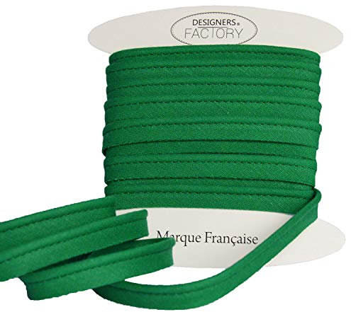 designers-factory Paspelband Baumwolle - Einfach zu nähen und ideal zum Veredeln Ihrer Kreationen. (Um 10 Meter, Tannengrün)
