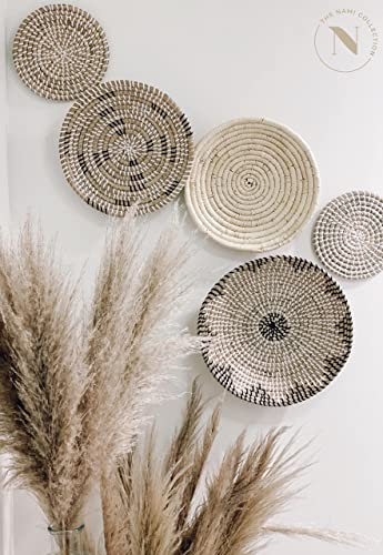 TheNamiCollection Gewebtes Wandkorb-Set – fünf hängende Seegraskörbe,dekorative Körbe im Boho-Stil, perfekt für trendige, natürliche Heimdekoration, gewebt, hängende Wandkorb-Dekoration