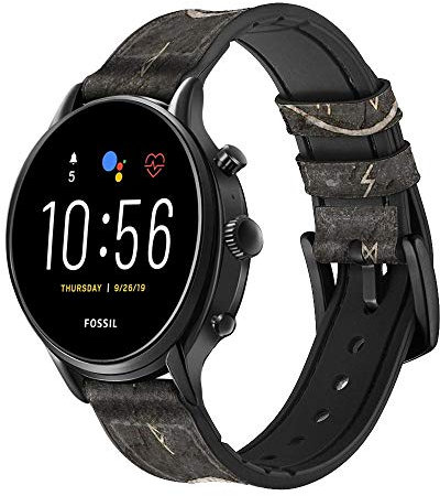 Norse Ancient Viking Symbol Smart Watch Armband aus Leder und Silikon für Fossil Wristwatch Größe (20mm)