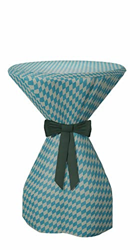 Sensalux Oktoberfest Tischwäsche aus stoffähnlichem Vlies, genähte Stehtischhusse, 70-80cmØ Schleifenband: Grün