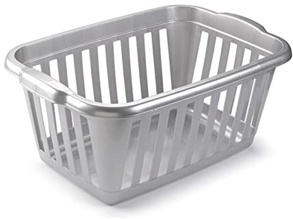 AC - Cesta para la Ropa Sucia - Forma Rectangular - Fabricado en Plástico - Cesto para la Colada - Almacenamiento - 26 x 60 x 40 cm - Color Plata