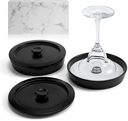 Keramik Margarita Salz Rimmer 2er Set mit Deckel, Home Bar Zubehör Margarita Geschenk Barkeeper Kit, Salz Zucker Tajin Glas Rimmer für Cocktails, Schwarz