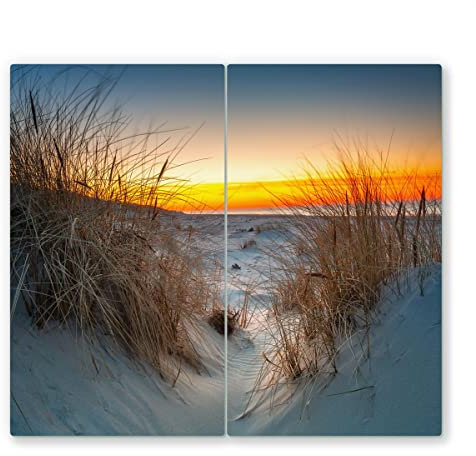 2x30x52cm - Herdabdeckplatte, Herdabdeckung für Glaskeramik-Kochfelder, Gehärtetes Glas, 60x52cm, mehrfarbig, Schneideplatte