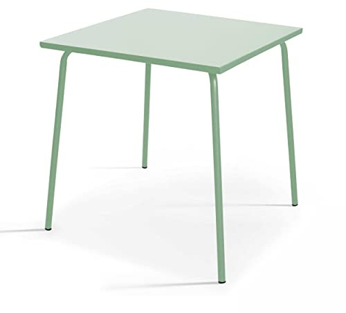Oviala Palavas – Terrassentisch, quadratisch, Metall, Salbeigrün, 70 cm