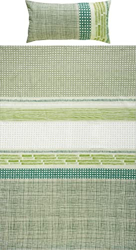 Erwin Müller Bettwäsche Seersucker grün Größe 1x 155x220 cm + 1x 40x80 cm