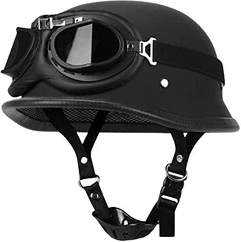 ZLYJ Retro Oldtimer Jethelm Motorrad Halbschale Jethelm Brain-Cap Scooter Mopedhelm Chopperhelm ECE-geprüft E,Medium