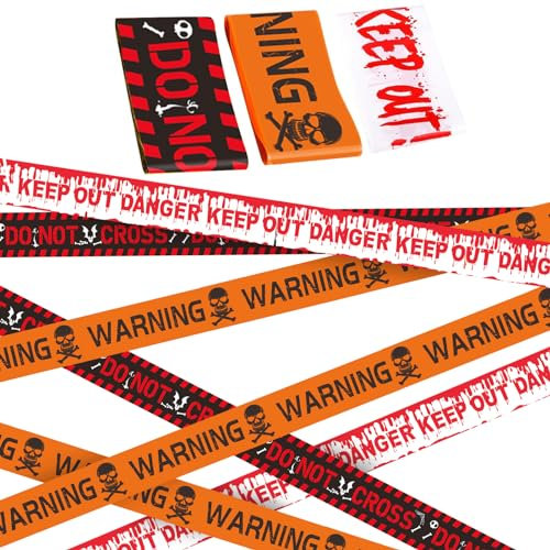 Halloween Deko Outdoor Warnband,Halloween Dekoratives Warnband,Gefahren Warnband,Zombie Warnband Gelb,Gruselige Warning Tape für Outdoor Gefahrenbereiche Garten Zombie Party Halloween Deko