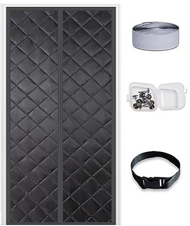 DarkSwan Rideau Porte Isolation Thermique magnétique Personnalisable, Couverture Porte en Tissu Thermique épais amélioré, Couverture Porte insonorisée Couverture d'isolation Porte Grenier,Noir