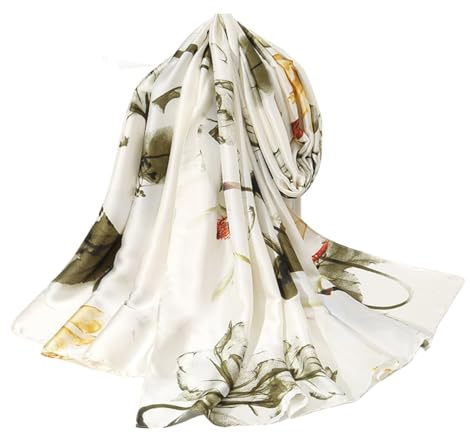 Vintage Painting Women Green Shawl Silk Scarf Chiffon Head Wraps Neckerchief Bridal Belt Thin Scarf Ladies Beach Shawl Muslim Colourful Cloth Birthday Gifts