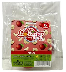 6 tealight Lollipop profumati - Mela Verde - Durata 3 ore