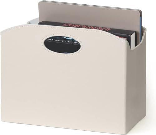 Neateam Zeitungsständer Modern Zeitschriftensammler, PU Leder Zeitschriftenständer mit Griff, Faltbarer Zeitungskorb Zeitungshalter Robust und Langlebig für Büro, Zuhause und Wohnzimmer - Beige