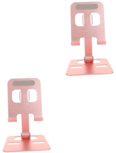 BESTonZON 2stücke Faltbarer Handy Und Tablet-Halter Aus Aluminium Verstellbarer Ständer Für Schreibtisch Und Tisch -Design Für Videos Lernen Und Mehr Tragbar Roségold