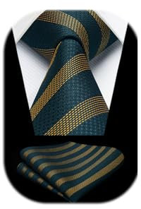 Enlision Krawatte Herren Streifen Krawatte Blau mit Einstecktuch Set Seide Krawatten für Herren Hochzeit Formelle Geschäfte,Dunkelblau