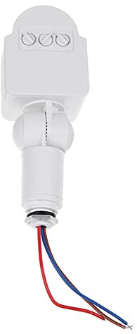 Tassety Détecteur de mouvement humain à LED 220 V - Détecteur de mouvement infrarouge automatique PIR - mural - Minuteur extérieur - 12 V - Blanc