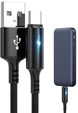 Cavo Di Ricarica, Cavo Da USB A Cavo, Cavo Di Tipo C Resistente All'usura E Alla Trazione, Cavo Di Ricarica Rapida Tipo C, Cavo Di Ricarica Rapida Con Luce LED In Nylon Per Telefono, Tablet, Laptop