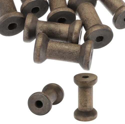 PATIKIL 10pz Bobine Vuote in Legno 1,6 x 0,9 Bobina Filo Marrone Scuro | per Cucire, Bobine Tessitura Filo Naturale, Legno Non Finito, per Artigianato Ricamo