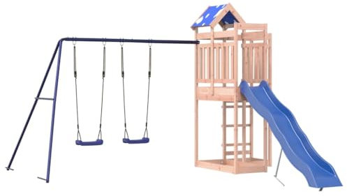 vidaXL Spielturm, Klettergerüst mit Rutsche Schaukeln, Kinder Kletterturm Spiel-Zubehör für Garten, Holz Spielplatz Spielhaus, Massivholz Douglasie