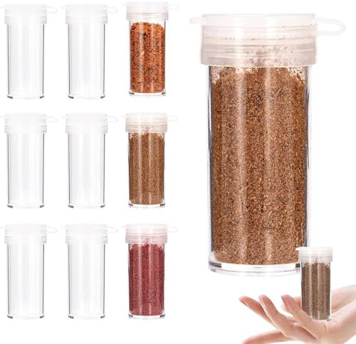 10 Stück Salzstreuer Klein, Mini Salzstreuer für Unterwegs, Plastik Salzstreuer mit Deckel, Salz- und Pfefferstreuer Klein für Bentobox, Außengrill und Hausgewürze, Camping-Gewürze-Set