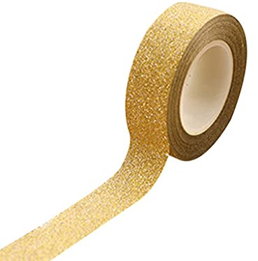 Ruban adhésif de masquage Washi à paillettes - 10 m - Doré