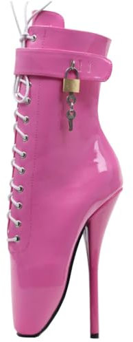 PSMTNNBB High Heels Hohe Absätze 18cm Schnürung Ballett-Schuhe Kurze Stiefel-pink||46