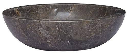 Iiaky Waschbecken Grau Ø40x12 cm Marmor Aufsatzwaschbecken Waschbecken Bad Waschtischplatte Waschbecken Badezimmer - 149157