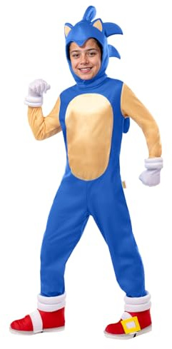 Funidelia Déguisement Officiel de Sonic Deluxe pour Garçon et Fille, Tenue de Jeux Vidéo Hérisson Bleu Enfant, Déguisements de Carnaval, Halloween et Fêtes – Taille 5-6 ans