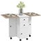 HOMCOM Folding Dining Table for 4-6, Rolling Drop Leaf Table on Wheels with Storage Drawers, Cabinet and Open Shelf for Kitchen, Dining Room, Oak and White