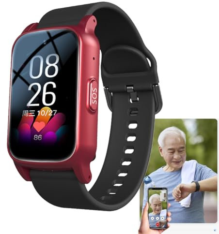 Vcyex Reloj De Emergencia para Ancianos, Reloj Localizador De Personas Mayores,detección De Caídas, Videollamada SOS GPS, Llamada Bidireccional IP67 Resistente Al Agua,Red