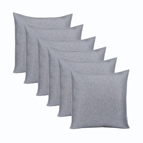 INSPINOVIA Outdoor Kissen mit Füllung | Wasserabweisende Deko Kissen | 2er, 4er & 6er Sets | Gartenkissen | Lounge Kissen | 45 x 45 cm (Grau, 6er Set)