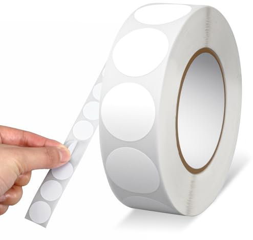 Weiße Runde Aufkleber, 1,9 cm, 1000 Stück, Weiße Punktaufkleber, Wasserfeste Kreisförmige Aufkleber, Farbkodierungsetikett für Büro, Geschäft, Zuhause, Klassenzimmer, Markierung