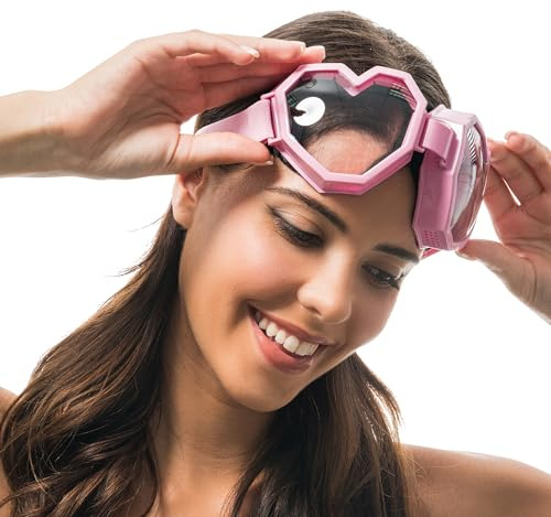 Chaks - Herz Brille, Kostüm Accessoire, Brille mit Gummiband | Maskenbrille für Karneval, Festival und 70er Party, Herz Design mit elastischem Gummiband