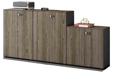 MENGLI-2024 Aktenschrank Braun Büro Lagerung Niedrigen Schrank Dateien Holz Organizer Daten DREI Kombination Büro-Aufbewahrungsschrank