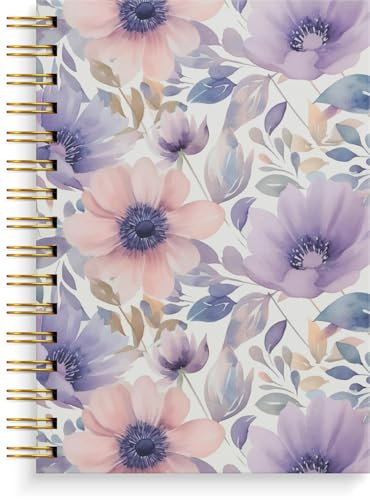 Burde Notizbuch A5 lilac flowers: Spiral-Notizbuch