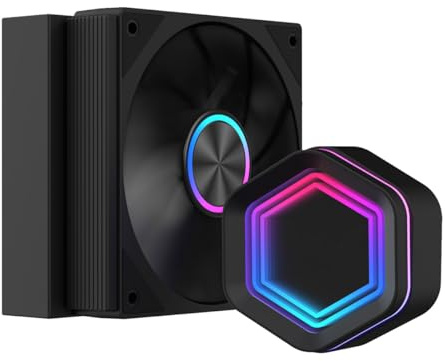 Powercool Velocity 120mm AIO CPU Liquid Cooler – 1×120mm ARGB PWM FDB Fans – Infinity-Mirror Pump – 200W TDP – Daisy-Chain Cabling – AMD AM5/AM4 – Intel LGA 1700/1200/115X/1366/20XX | Black