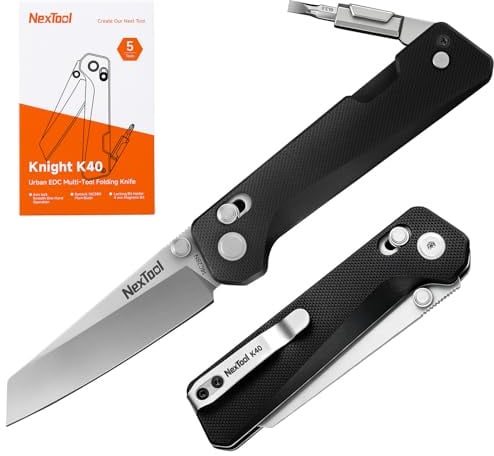 NexTool Knight K40 Klappmesser mit Achsenarretierung | EDC-Multitool mit 3 14C28N-Stahlklinge, G10-Griff, um 180° Verstellbaren Bits, Camping, Wandern, Geschenk für Männer