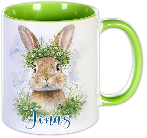 Unikatolo Ostertasse mit Name personalisiert, lustig witziges Ostergeschenk als Kleinigkeit für Kinder & Erwachsene Frühlingstasse mit Blumen kleine Geschenkidee (Ostern - 9)