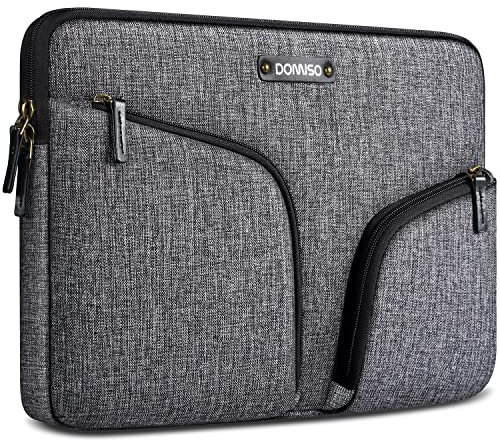 DOMISO 14 Pollici Custodia Borsa Sleeve con 2 Tasche Resistente all'Acqua per Computer Portatile/Notebook/Apple/HP Stream 14 Pavilion 14 / Acer Aspire 1 Swift 3 / Dell/Asus, Grigio Scuro
