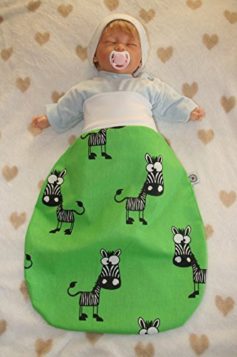 Schlafsack mit niedlichen Tiermotiven Zebra/grün (0-6 Monate gefüttert)