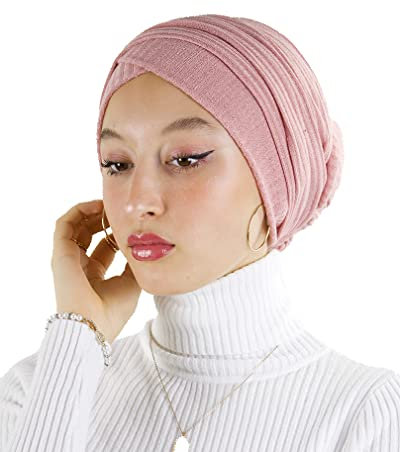 Hijab Turban für muslimische Frauen, genäht, Netzstoff, Rosa, One size